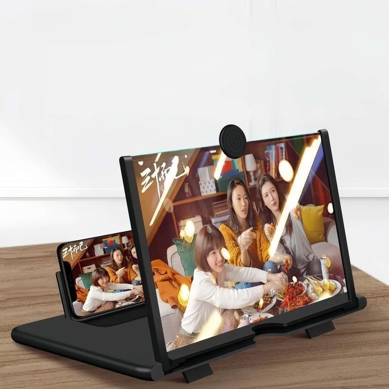 3D HD Phone Screen Magnifier – Foldable 12'' Mobile Projector Stand for Movies & Gaming