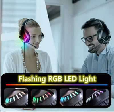 Wired Gaming Headset With MIcrophone Sound Card Line Control