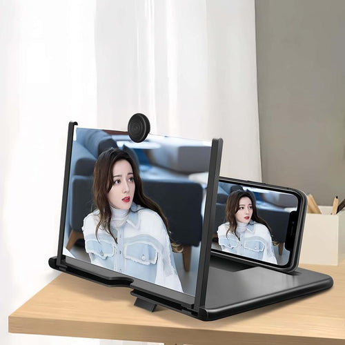 3D HD Phone Screen Magnifier – Foldable 12'' Mobile Projector Stand for Movies & Gaming